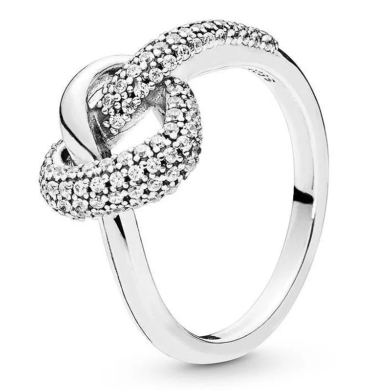

Original Moments Knotted Heart Symbol Of Love Crystal Ring For Women 925 Sterling Silver Wedding Gift Fashion Jewelry