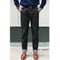 SAUCE ORIGIN Mens Jeans Boxing Selvedge Denim Jeans Color Cotton Jeans for Men Silver Buttons Taper Fit  12.5 Oz 1