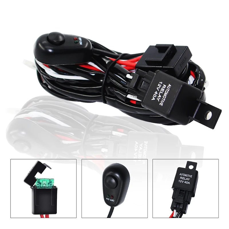 

Wiring Harness Switch Relay Kit for Connect 2 LED Work Driving Light Bar