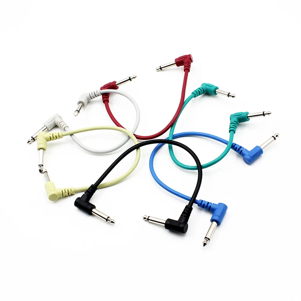 6PcsGuitarPatchCable635mmAnglePlugNoNoiseShieldedCableFor