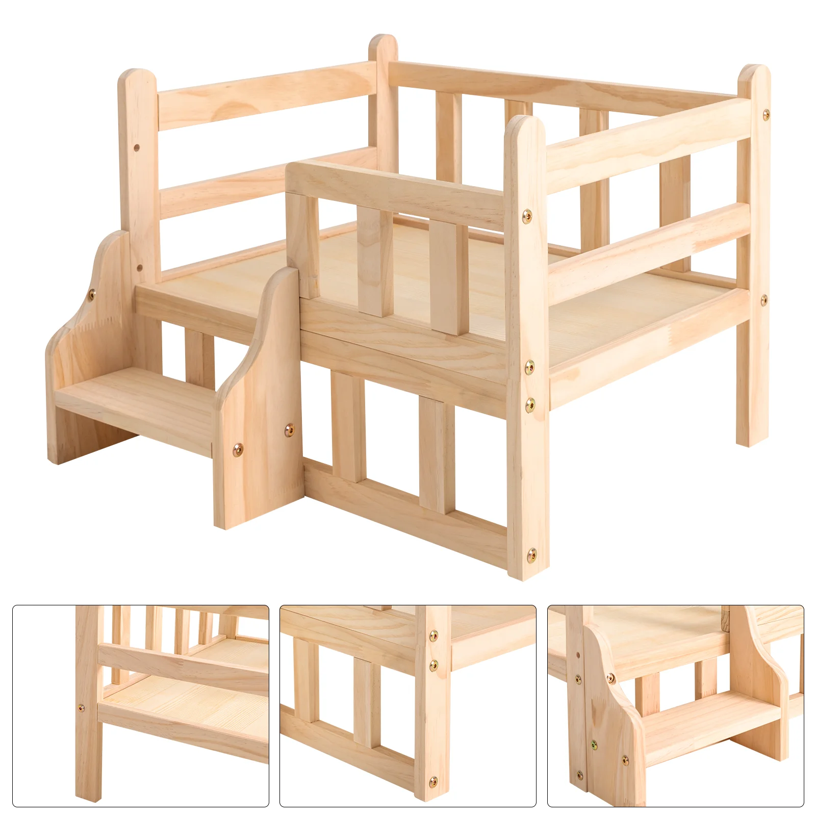 Dog Crate with Solid Pine Wood, Hypoallergenic and Chemical-Free, Sturdy Structure with Reinforced Screws, Spacious Nest