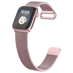 Elegant Milanese Loop Stainless Steel Watch Band Bracelet for 42 44 45 46 49 mm (Pink Gold)