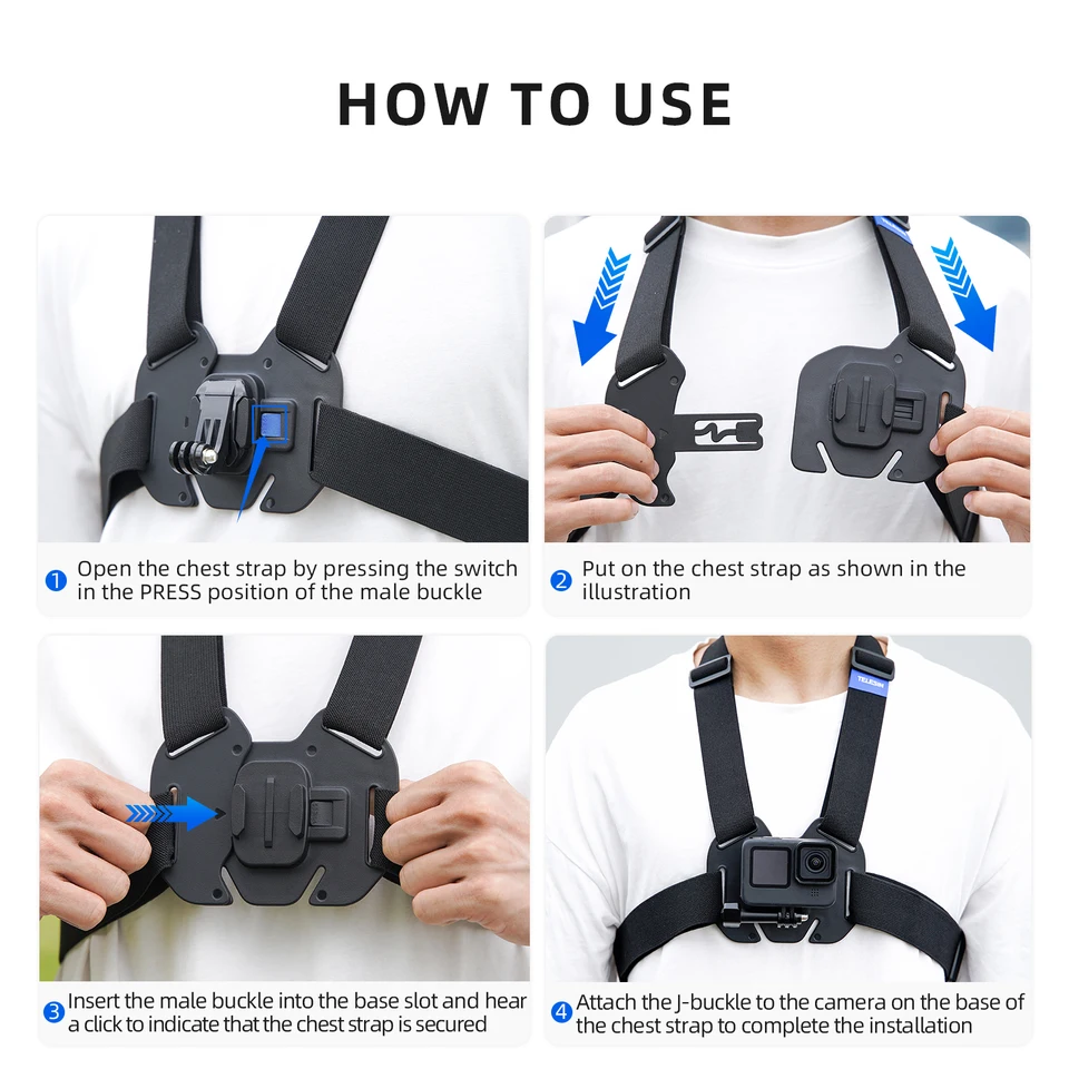 Kit Supporto Per Telefono Con Imbracatura Per Testa E Pettorale, Per Riprese Video Action Cam, Compatibile GoPro E DJI - 3