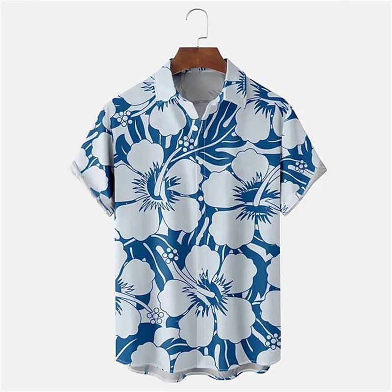 Hawaiian Tropical Plant Print Shirts Men's Vacation Beach Top Summer Loose Breathable Clothing Street Outdoor Short Sleeve 2