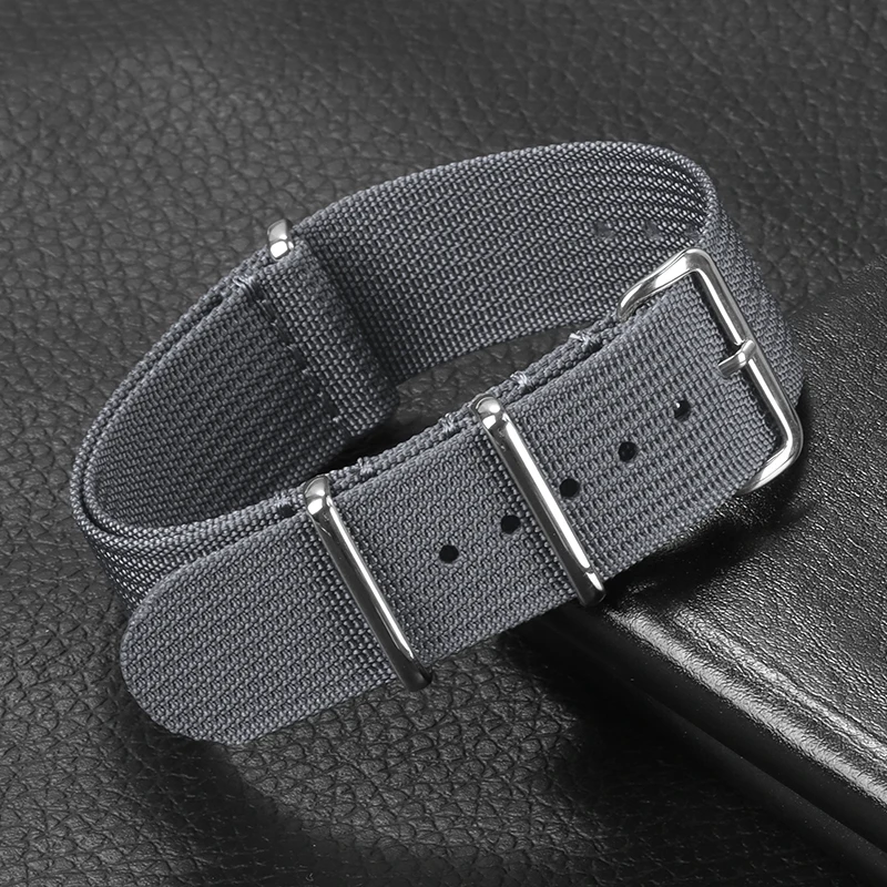 Versatile Ribbed Nylon Watch Strap - Unisex Nylon Bracelet for Military Style Watches
