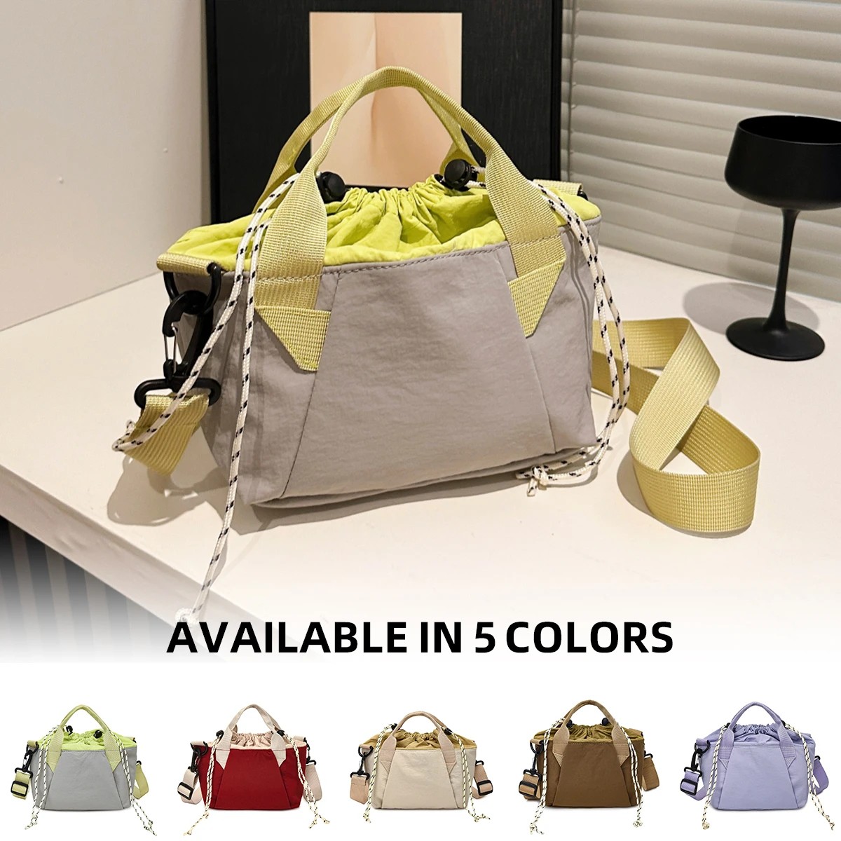 Niche Mini Lightweight Simple Small Drawstring Bag for Lipstick, Tissues, Versatile Phone Bag, Commuter Lightweight Shoulder Crossbody Bag, Breakfast Bag for Work