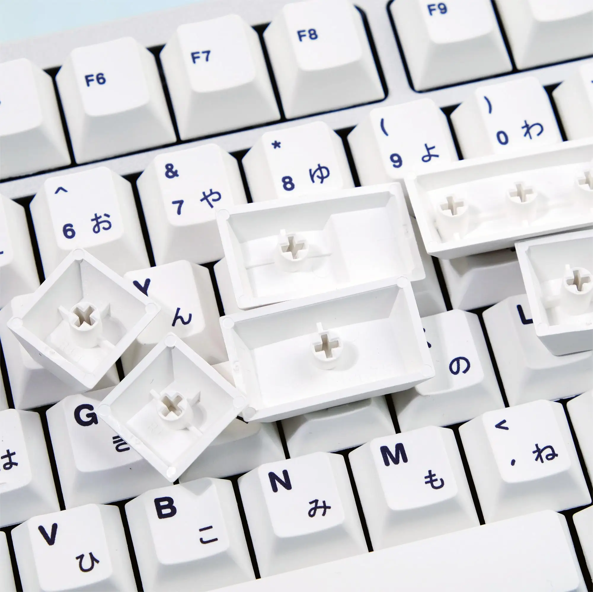 Minimalista Branco Japonês Keycaps Teclado Mecânico Cereja Perfil Dye Sub Pbt Terno para 61 68 75 84 87 98 104 Layout Gk61 - Imagem 4