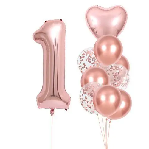 Neue Roségold Geburtstagsdekoration Ballons Tortendekoration Hintergrund Geschenktüte Tischware Becher Tischdecke Partyzubehör für Geburtstag – Detail 30