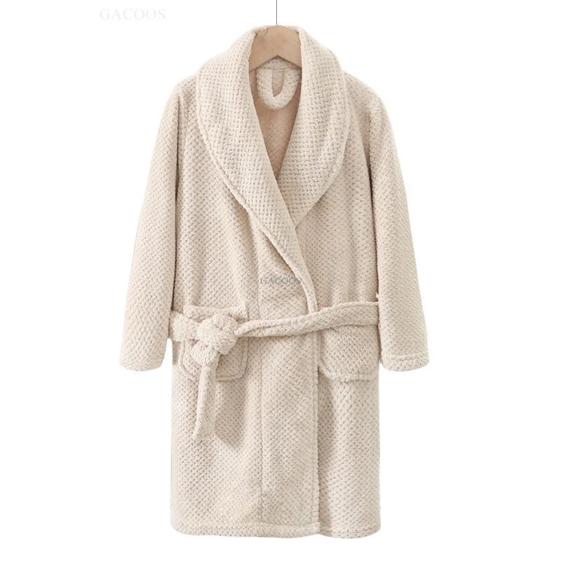 Soft Flannel Children Bathrobe Winter Warm Kids Robes Thicken Night Robe Pajamas for Girls Boys Teens Home Clothes 4-18 Years