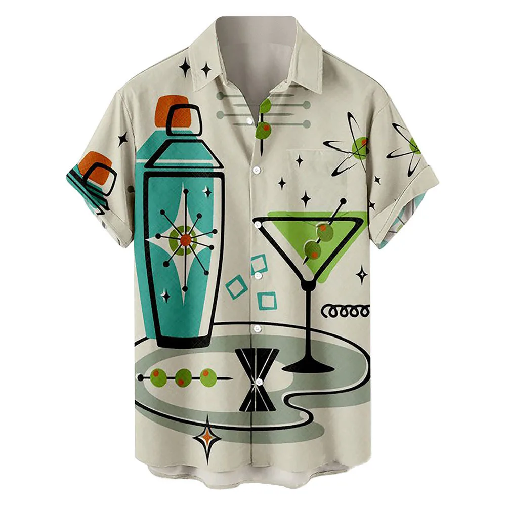Summer Fashion Vacation 2024 Color Printed New Casual Lapel Short Sleeve Thin Hawaiian Flower Shirt Men's Affordable Cardigan 3