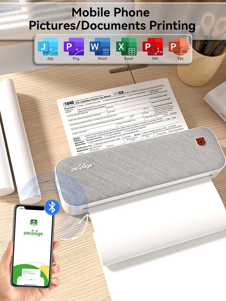 PeripageA40MiniPortableThermalA4PhotoBluetoothPrinterFor