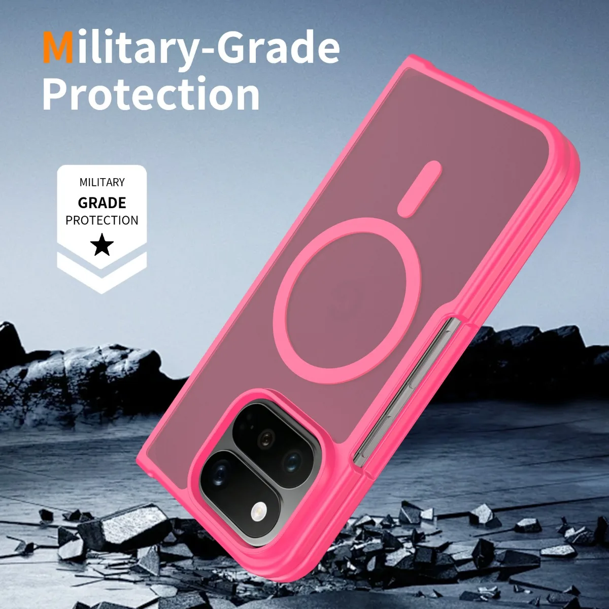Deluxe Frosted Magnetic 2-in-1 Folding Phone Case with Wireless Charging Compatibility