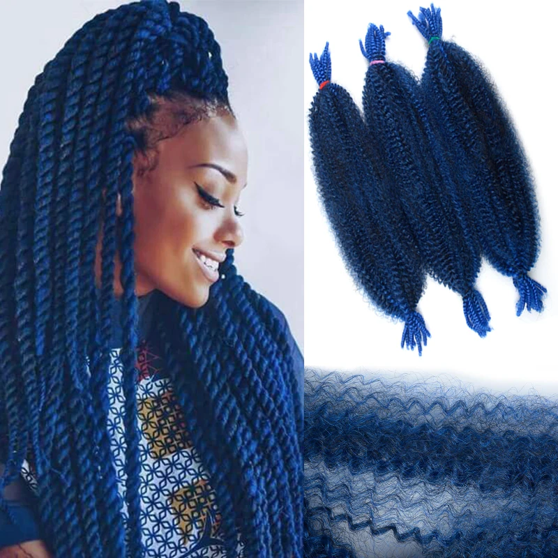 Springy Afro Twist Crochet Hair Fluffy Marley Braiding Hair Pre Fluffed Spring Twist Hair For Spring Twist Black Blue Pink