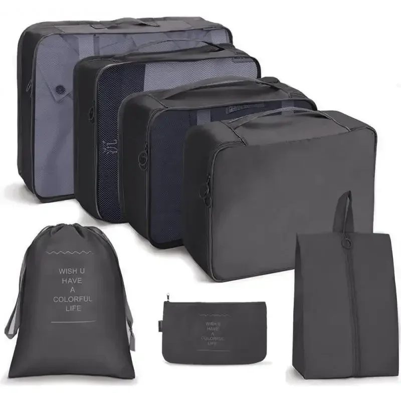 1PCS 7/Set Travel Organizer Storage Bags Suitcase Packing Cubes Cases Portable Wardrobe Luggage Clothes Shoe Pouch Fold 4
