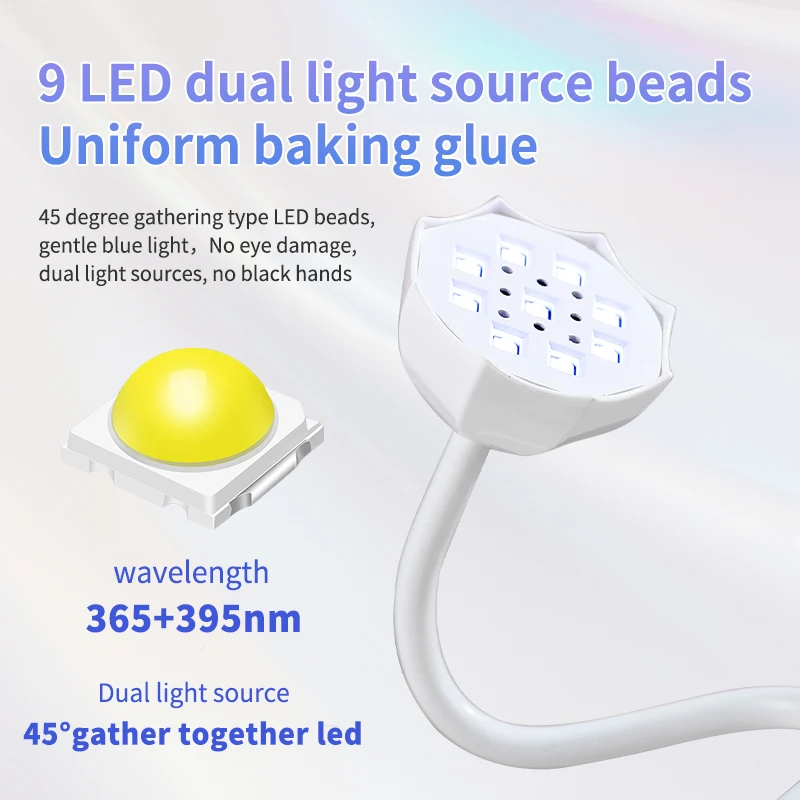 휴대용 충전식 UV LED 네일 램프 무선 USB 구즈넥 네일 드라이어 젤 폴리쉬 전문가용 매니큐어