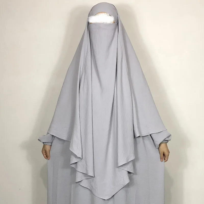 One Layer Jazz Crepe Diamond Khimar Muslim EID Ramadan Islamic Clothing Tie Back Prayer Hijab