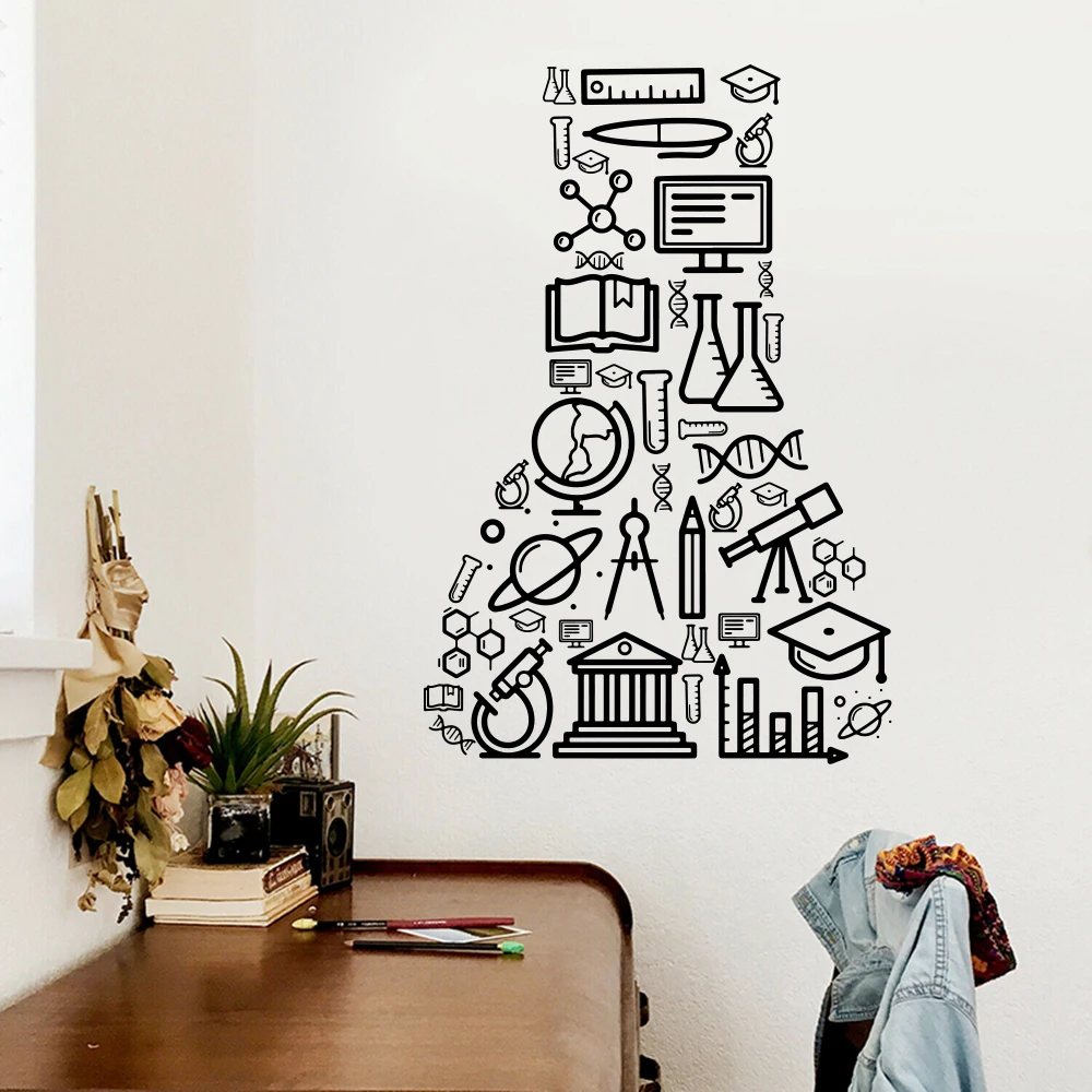 

Modern Science Education Wall Sticker Office Classroom Chemistry Experiment Technology Wall Decal Bedroom l Home Decor