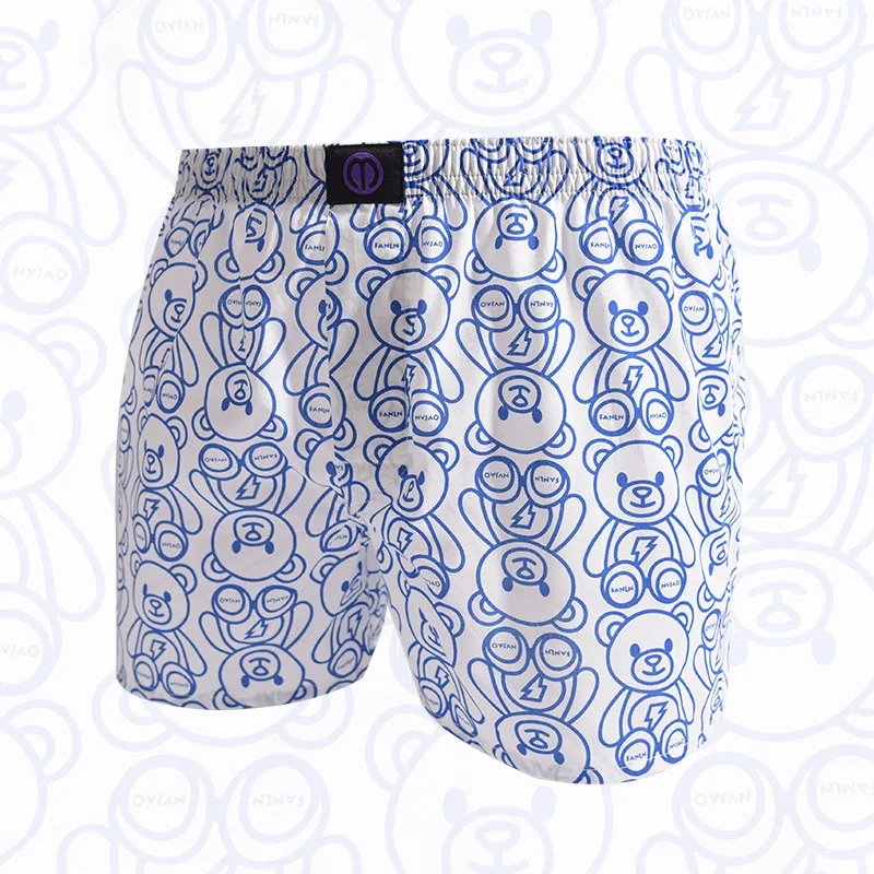 Pure Cotton Panties Blue Bear For Men And Women Pattern Comfortable Breathable Shorts For Home Leisure