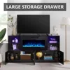 68" Fireplace TV Stand with 40" Fireplace, Modern High Gloss Fireplace Entertainment Center with LED Lights for TVs up to 78" 2