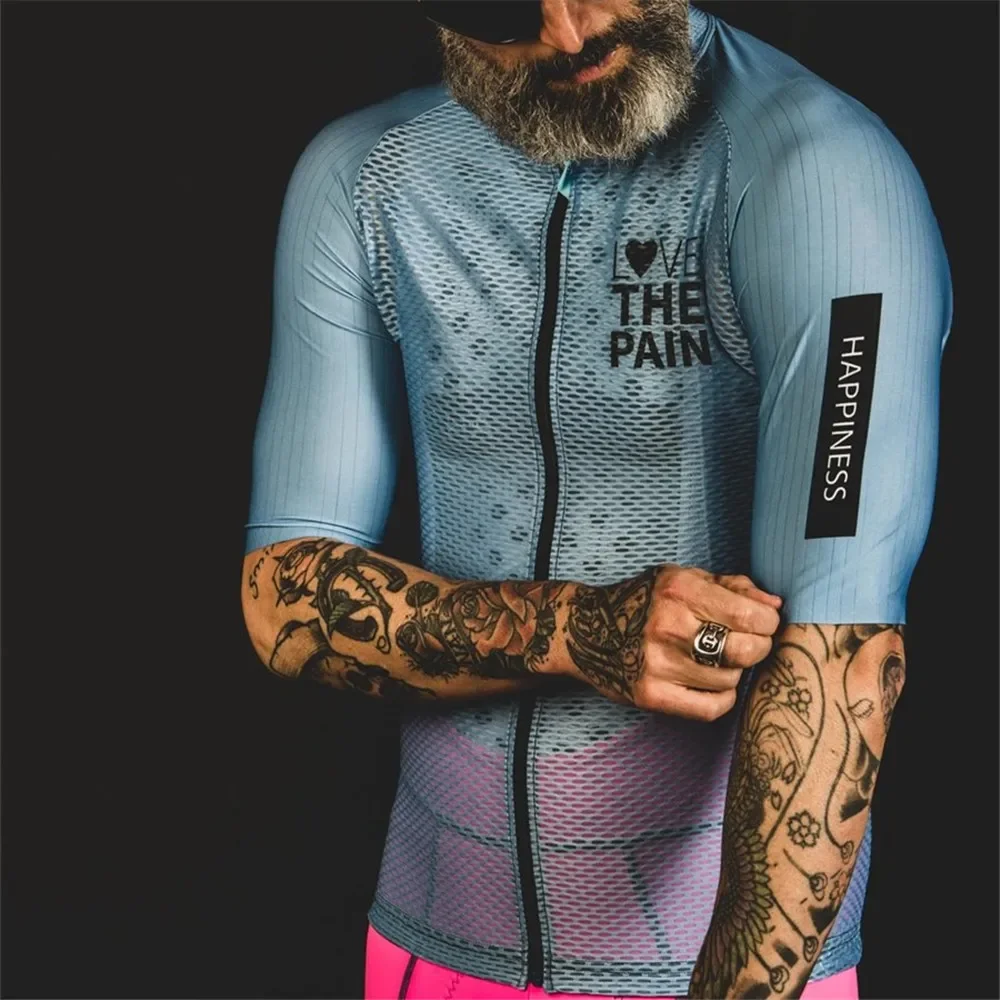 

Liefde De Pijn Mannen Wielertrui Road Fiets Shirt Fiets Quick Dry Jersey Zomer Korte Mouw Ademend Maillot Ciclismo Hombre