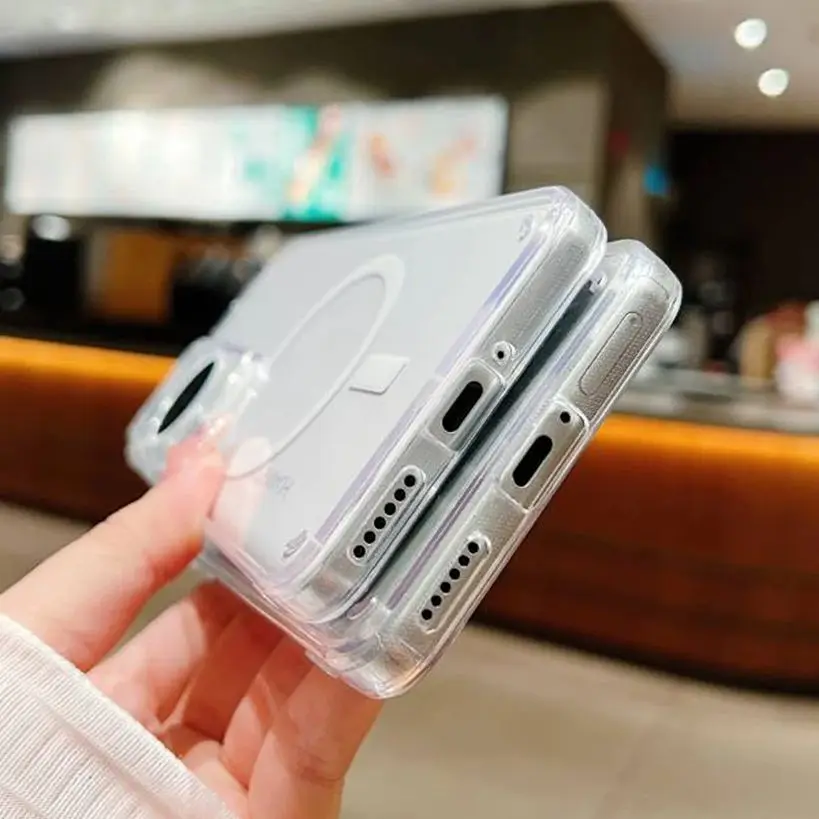 Crystal Clear Magnet-Compatible Acrylic Case with Wireless Charging Support
