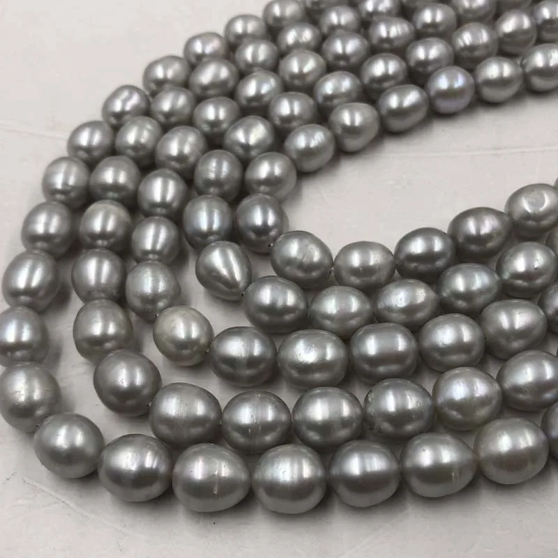 ELEISPL Wholesale 5 Strands Gray Freshwater Cultured Pearls 8-9mm Loose Rice Shape Beads Full Hole  #22000458