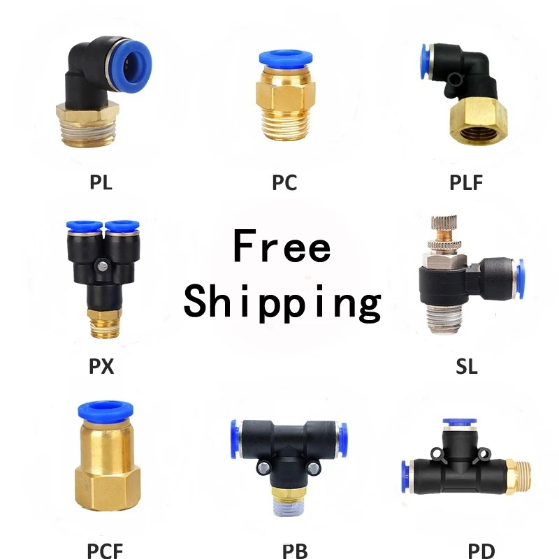 

Pneumatic Hose Fitting PC/PCF/PL/SL Tube 4mm 6mm 8mm Thread 1/8" 1/4" 1/2” Trachea Quick Coupling Pipe Connector Hose Fittings