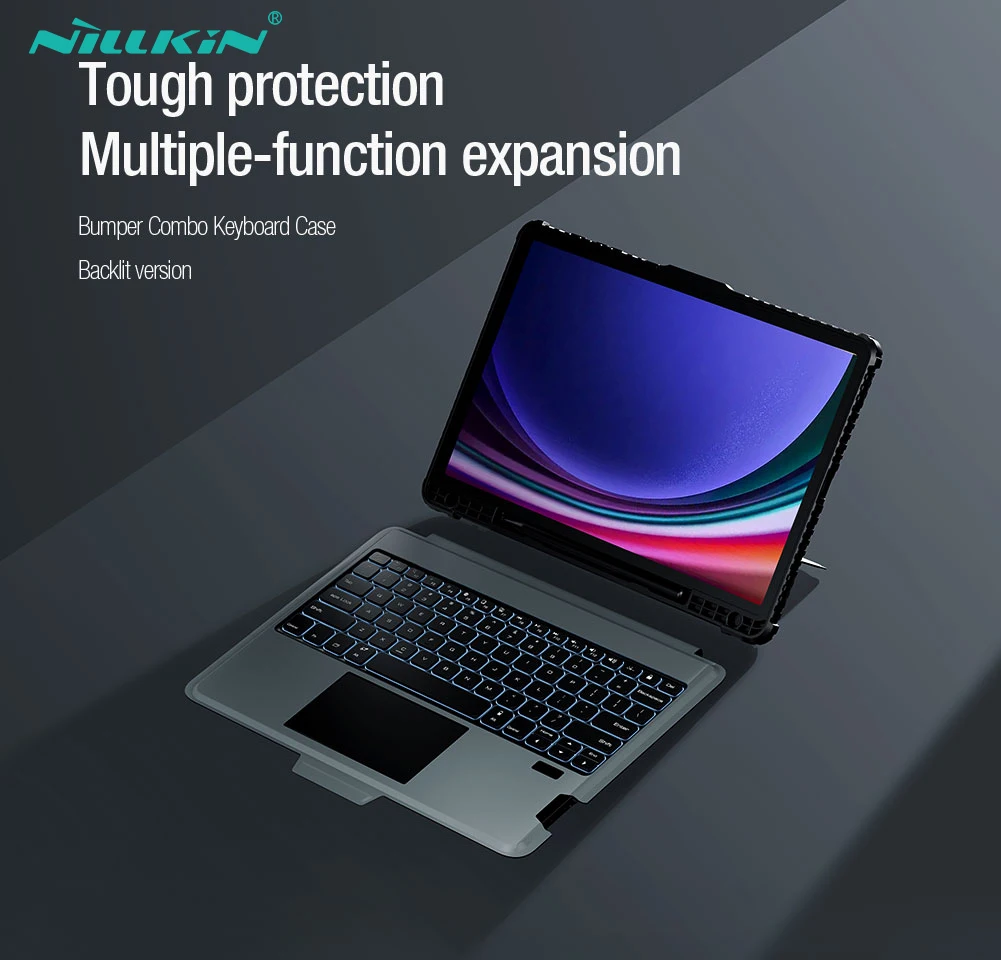 Nillkin-multi-angle Trackpad Backlit Keyboard Case para Samsung Galaxy Tab s9 Plus Bluetooth