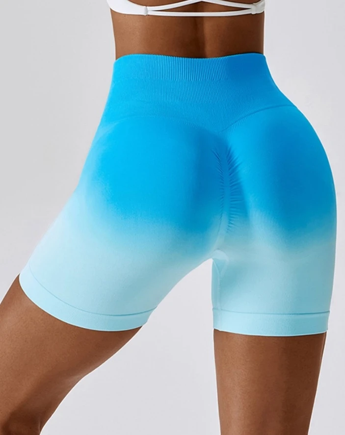 2024 for Women Sporty Shorts Summer Swimming Fitness Tie Dye Print Ombre Butt Lifting Seamless Above Knee Active Shorts