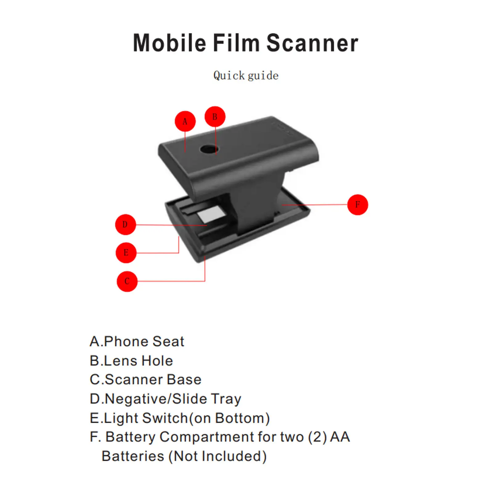 Mobile Film Scanner 35mm, Slide & Negative Scanner Slide Viewer Converts 35mm Slides Negatives To Digital Photos 2aa Batteries Included Grey