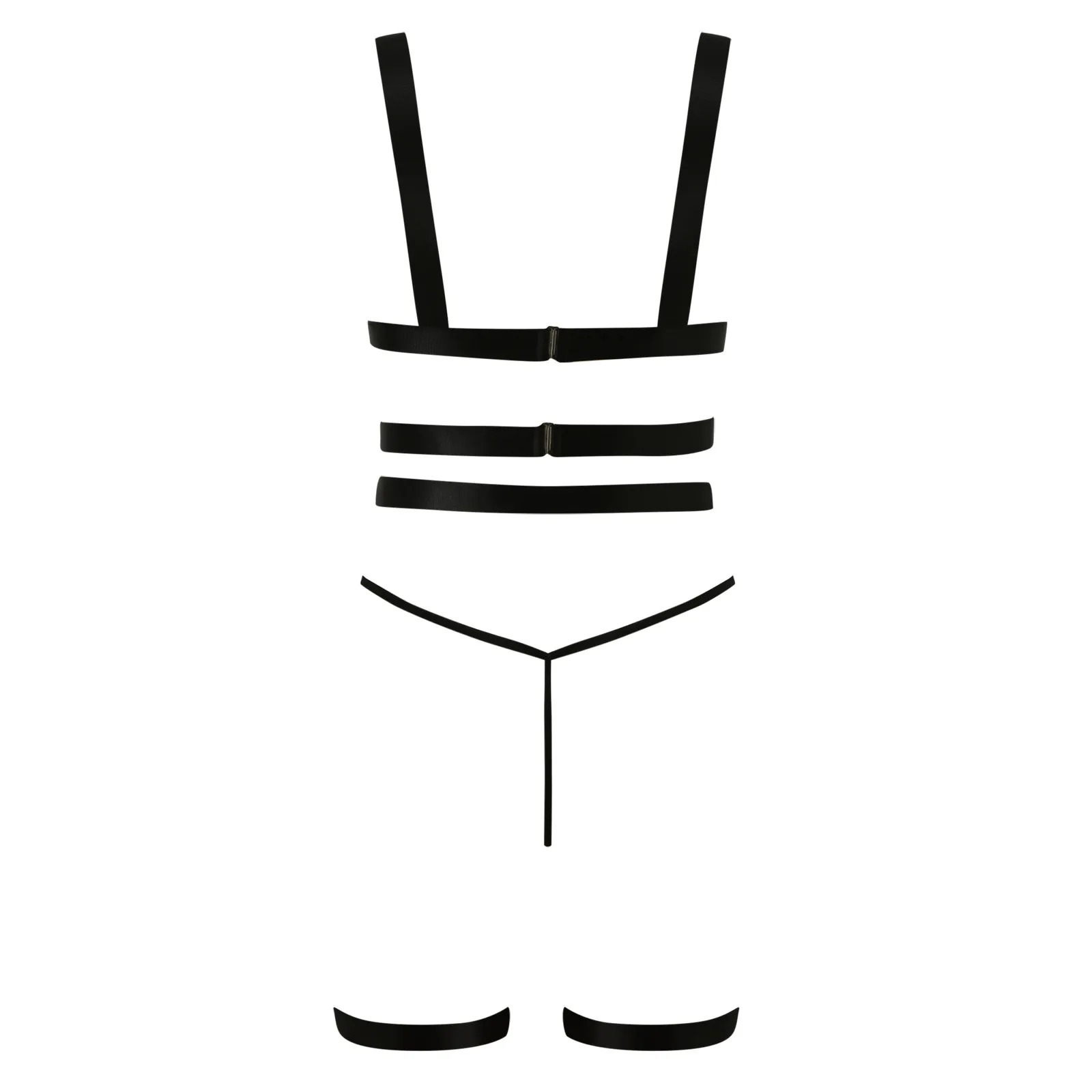 Sexy Bandage Babydoll Lingerie With Garter Belts Hollow Out Thong Bodysuit Underwear Women Exotic Catsuits