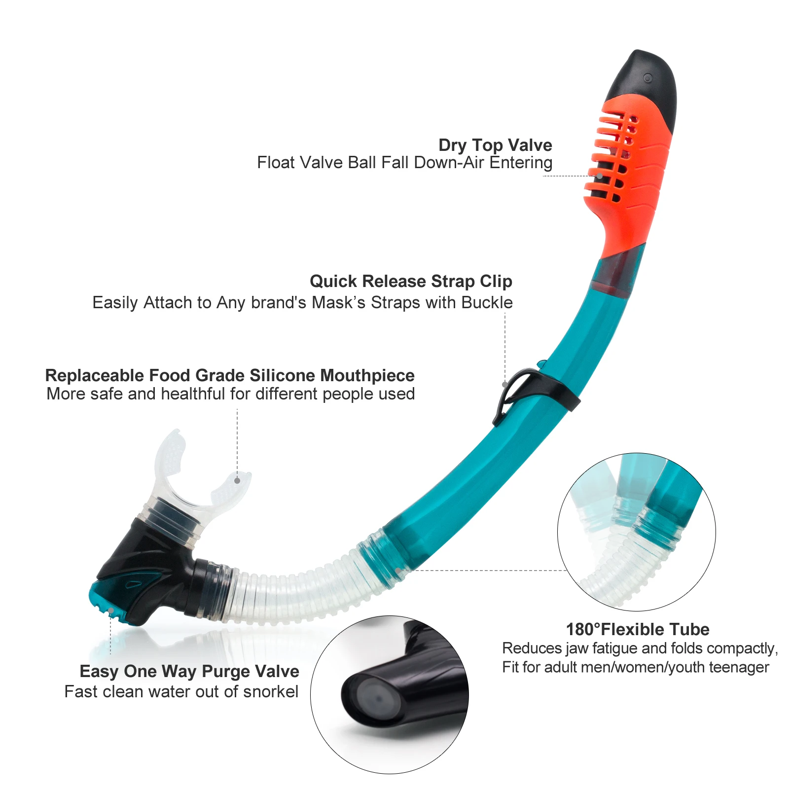 EXP VISION-Anti-Fog Scuba Mask for Adult, Panoramic Diving Kit, Dry Snorkel, Tempered Glass, Swim