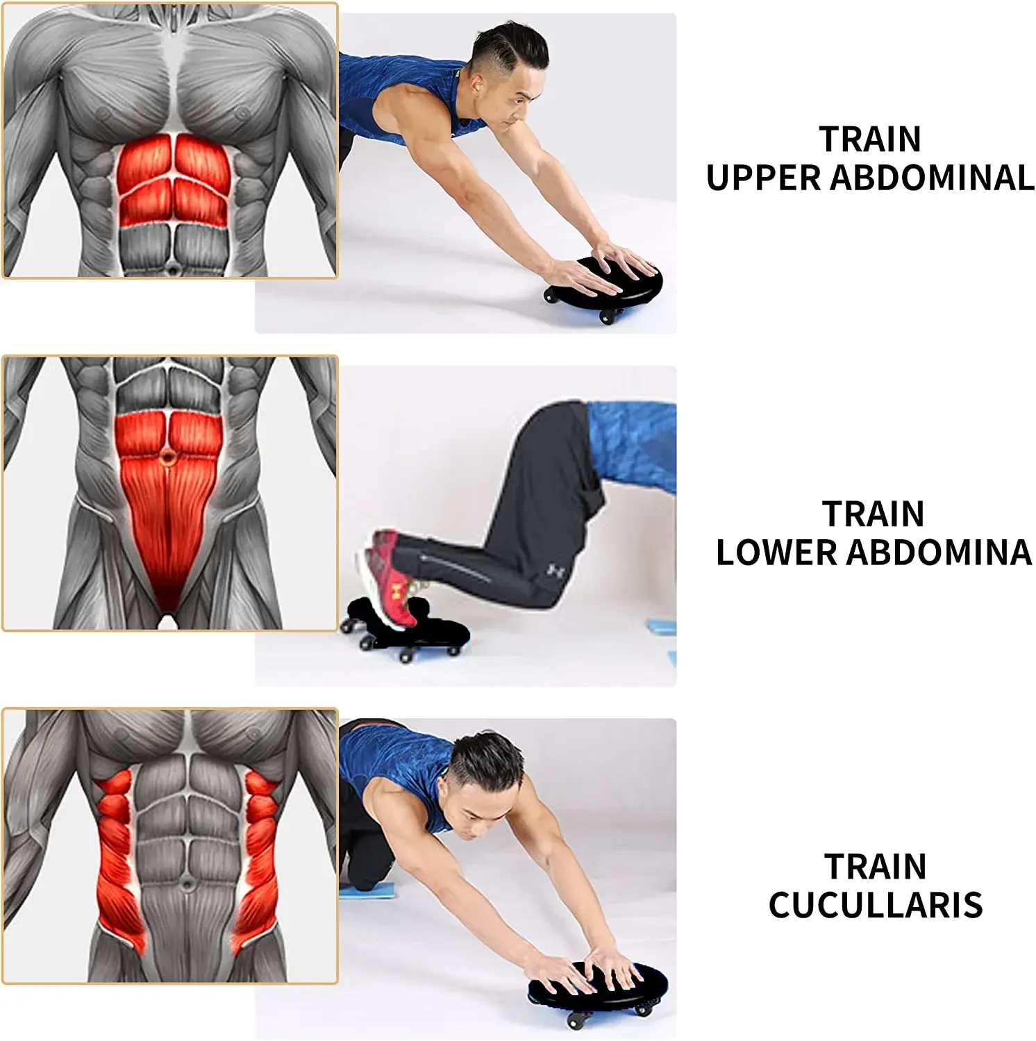 Multi-functional Abdominal Muscle Universal Plate 4-wheel Silent Training Sliding Gear Roller Disc Home Fitness Sports Equipment abdominal wheel,abdominal fitness instrument,abdominal workout aids