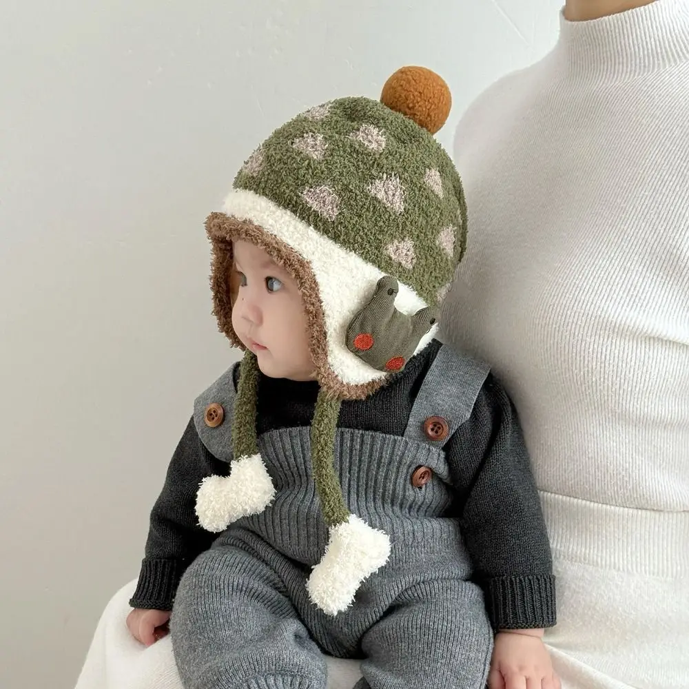 Cute Windproof Baby Ear Protection Hat Coral Fleece Cartoon Beanie Hat Thicken Keep Warm Infant Toddler Cap Boy