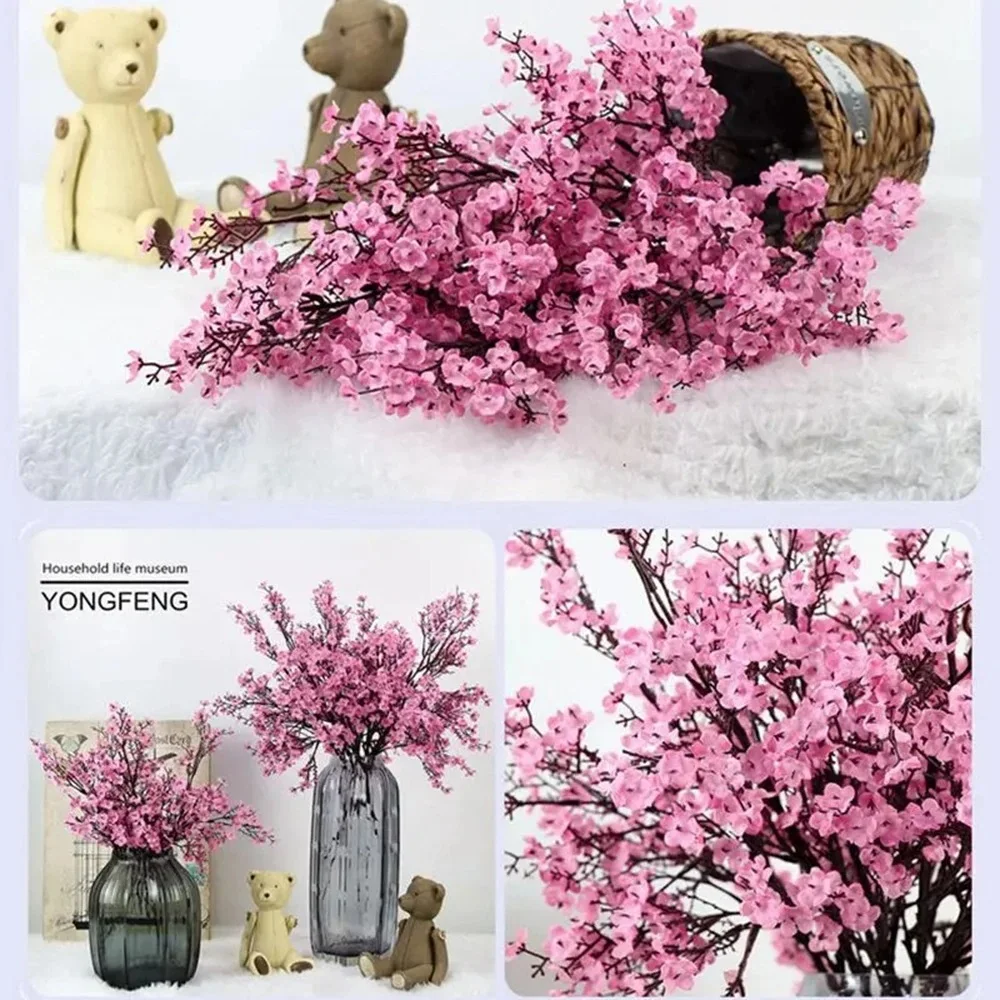 Rosa künstliche Blumenstrauß Sakura gefälschte Blume für Heimdekoration DIY Garten Hochzeit Dekoration Tischvasen künstliche Zweig Ornament – Detail 6