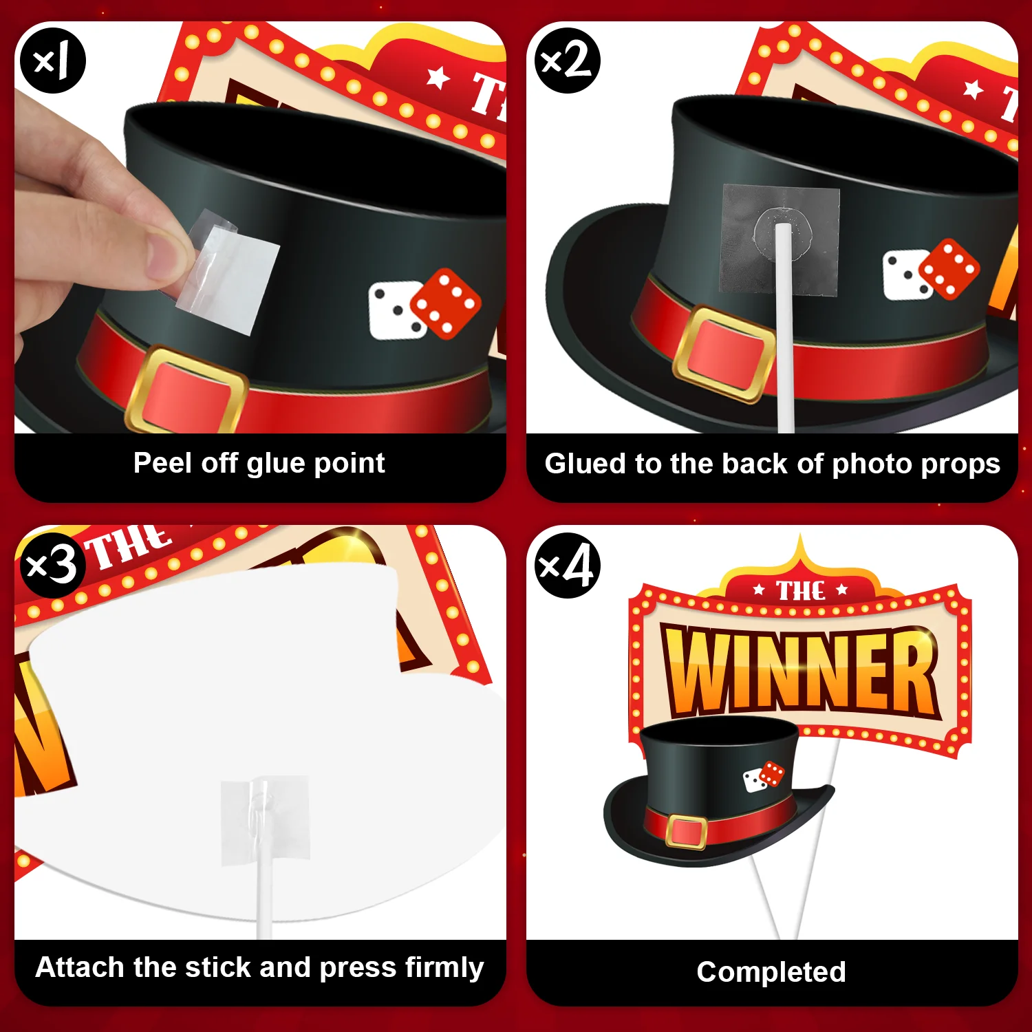 카지노 사진 부스 소품, 28개 카지노 테마 사진 부스 소품, 카지노 밤 사진 부스 소품 및 카지노 테마 파티 사진 부츠