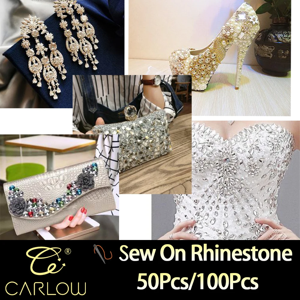 Glass Sew on Rhinestones Multi Shape Mix Size Flat Back Colorful For Wedding Dress