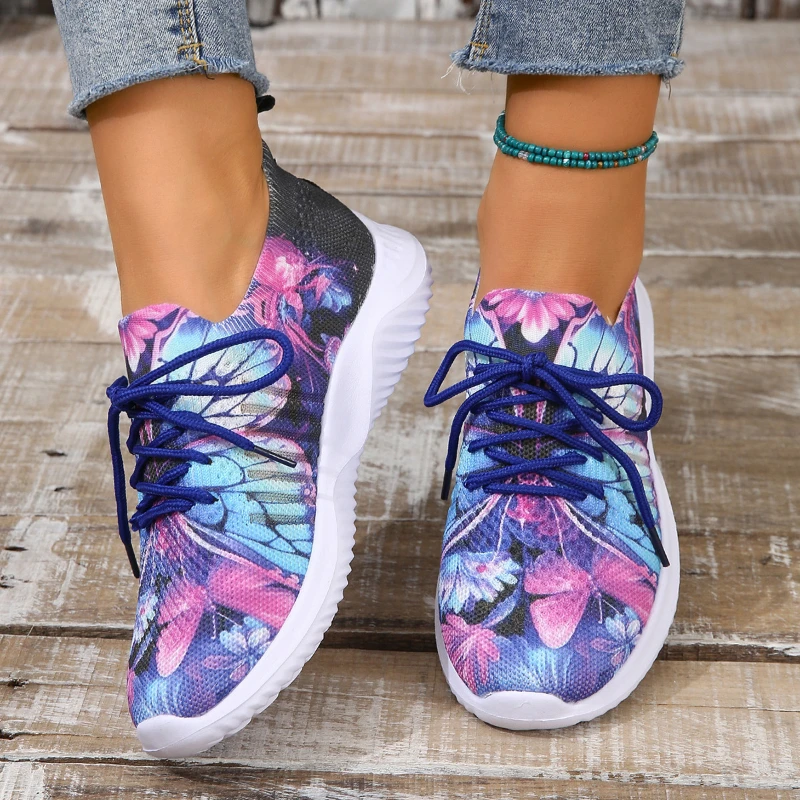 

Женская спортивная обувь с принтом, Европейская и американская мода, новинка, легкая Повседневная Уличная обувь с низким верхом