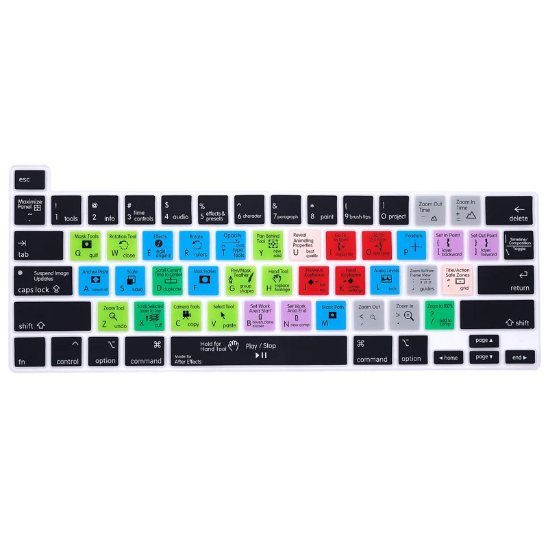 Scelta Rapida In Silicone Hotkey After Effects Cover Per Tastiera Skin Per Macbook New Pro 16 13 A2141 M1 M2 Chip A2338/A2251/A2289 2022