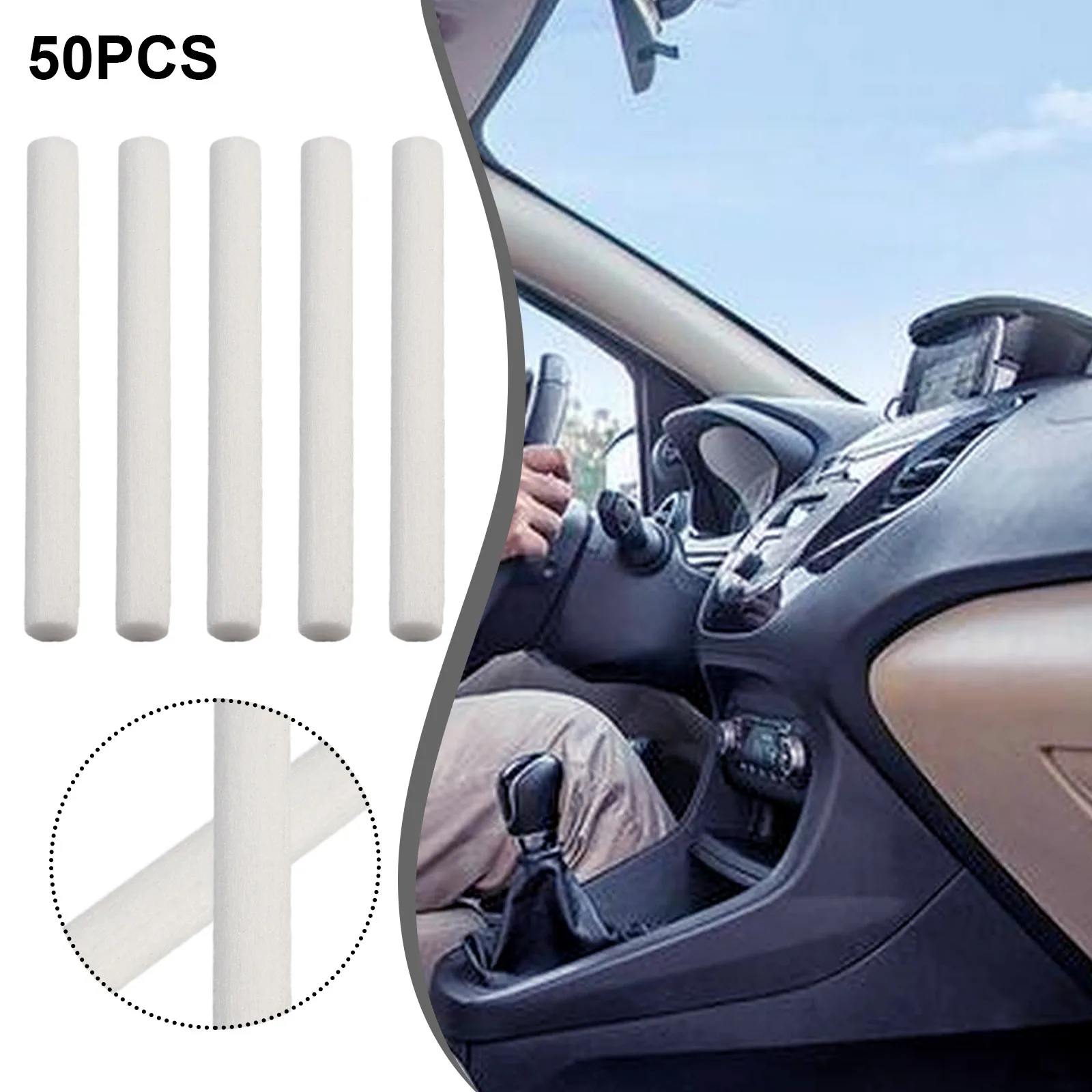 

50x Car Humidifiers Cotton Stick Swab Scent For Car Air Freshener Vent Auto Aroma Oil Diffuser Sponges Refill Stick Interior Acc