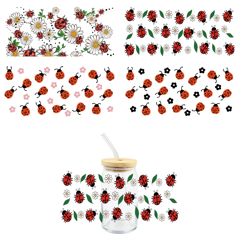 Ladybug UV DTF Wrap TransFer Stickers Finnny Cute Design DTF Wrap For16oz Glasses Cups Coolorful Decal 3d stickers cup wraps sticker cups uv dtf wrap transfer