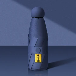 Ultra - Lightweight Compact Travel Umbrella with UV Protection and Sunshade Capsule Design - Dark blue