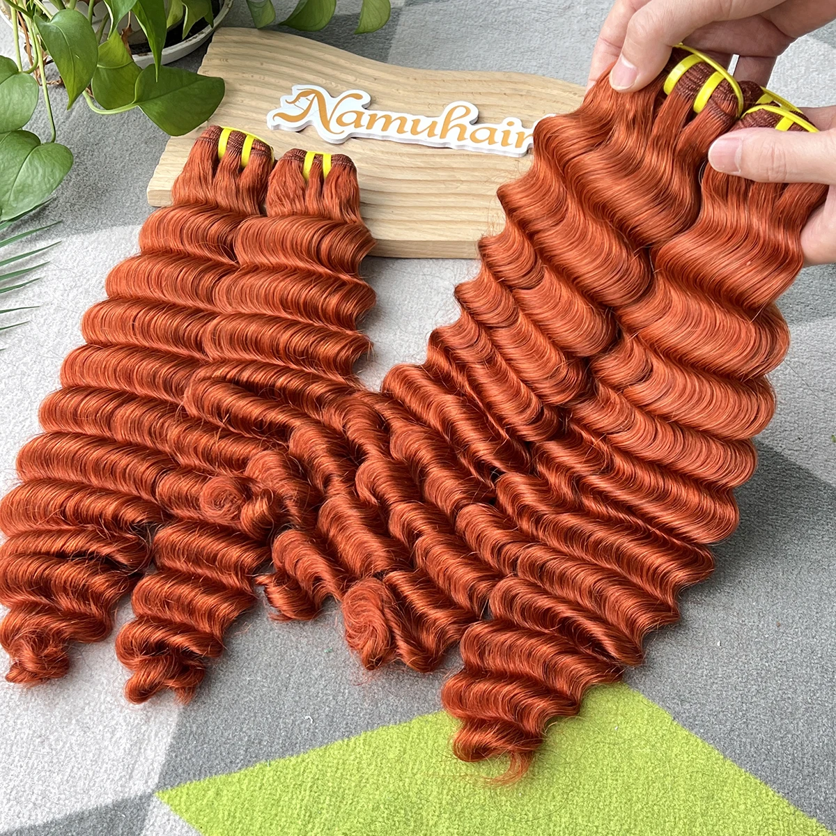 Mèches Ondulées Profondes Couleur Gingembre Orange, 100% Cheveux Humains Non Traités, Cheveux Vierge Bruts Vietnamiens Colorés, Extensions en Mèches 1/3/4 1