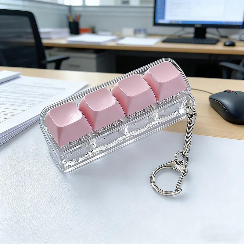 Neuer 3-Tasten-Finger-Tastatur-Schlüsselanhänger zur Stresslinderung, Fidget-Spielzeug, Klicker-Gadget für Erwachsene – Detail 10