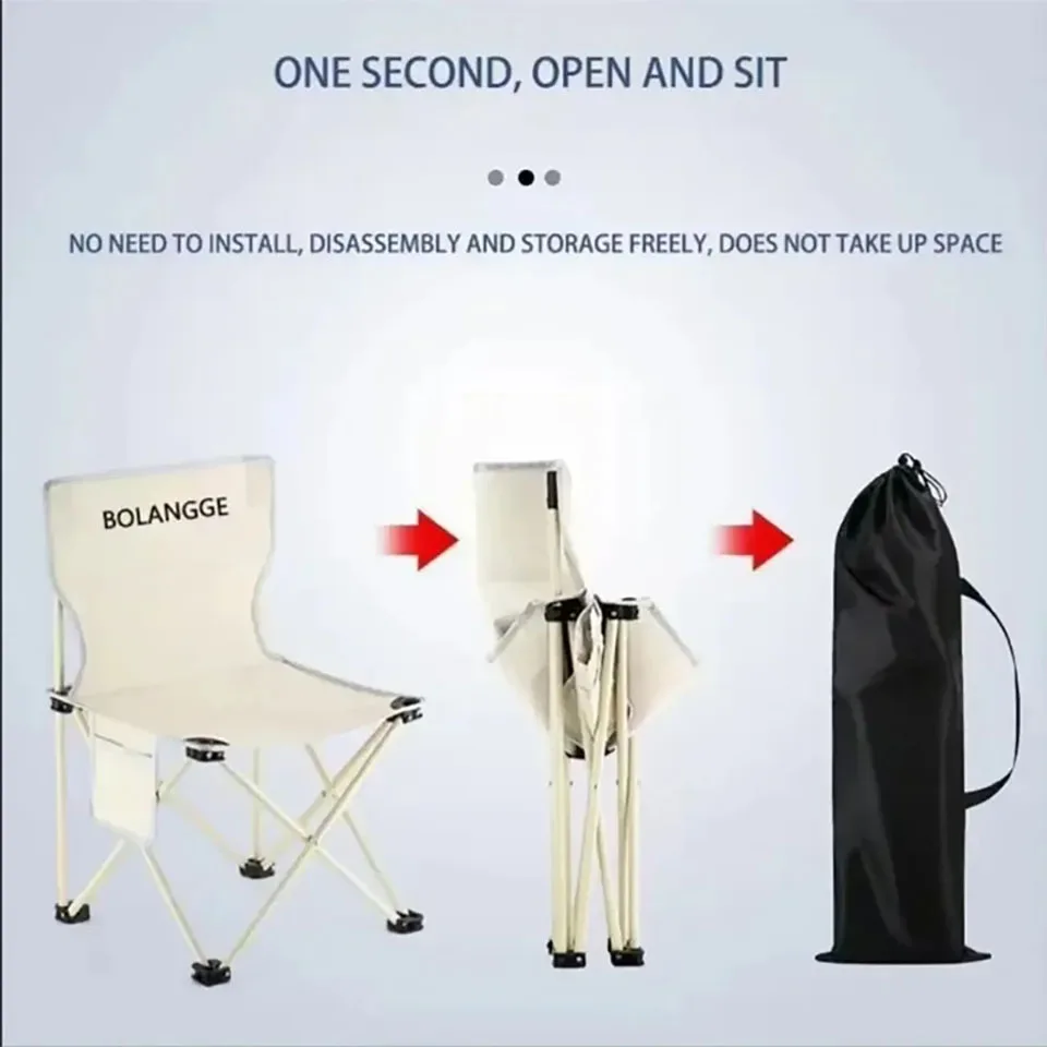 Black Portable Folding Camping Chair Outdoor Camping Chairs Beach Fishing Chair Ultralight Travel Leisure Hiking Picnic Seat Han