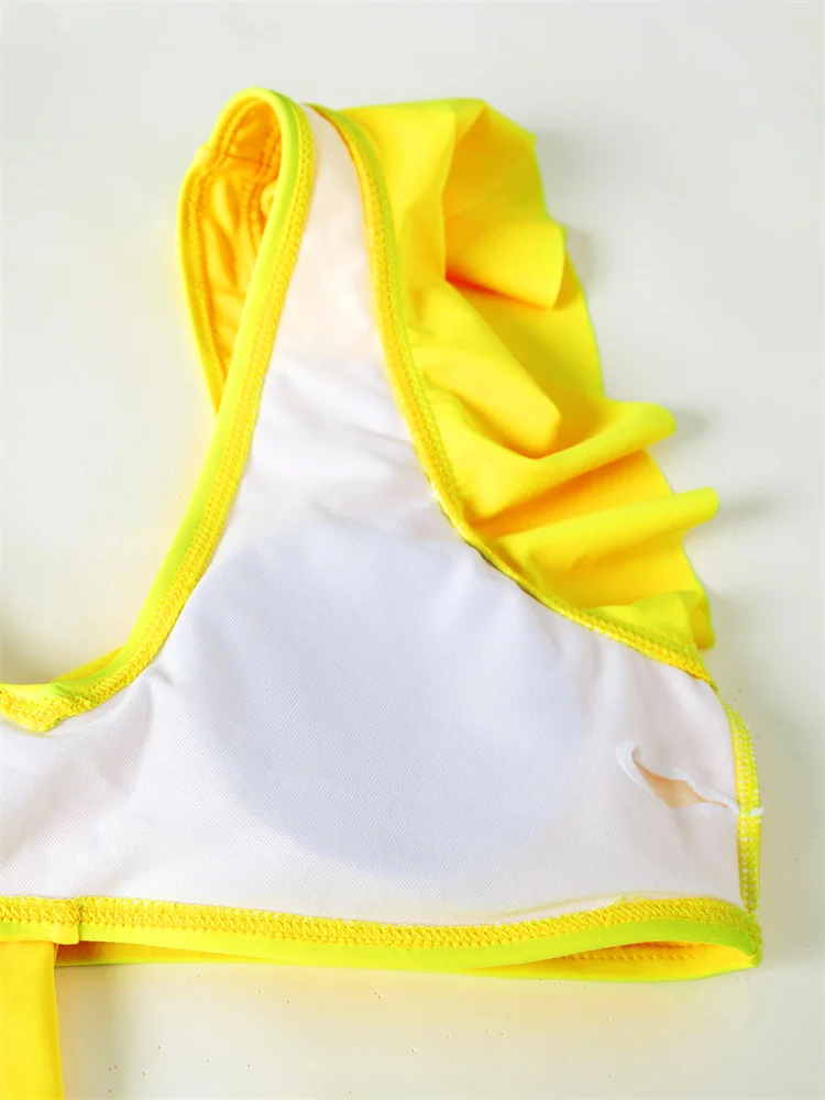 Bikini Swimsuit Women High Waist Swimwear 2024 New Ruffled Lace Up Bikini Set Sexy Thong Bathing Suit Female Summer Beach Wear
