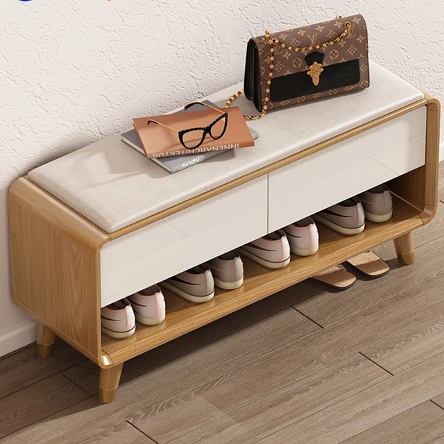 Wooden Shoe Rack Bench With Storage Cabinet Modern Shoe Rack Front Door  Partition Free Shipping Sapateira Living Room Furniture