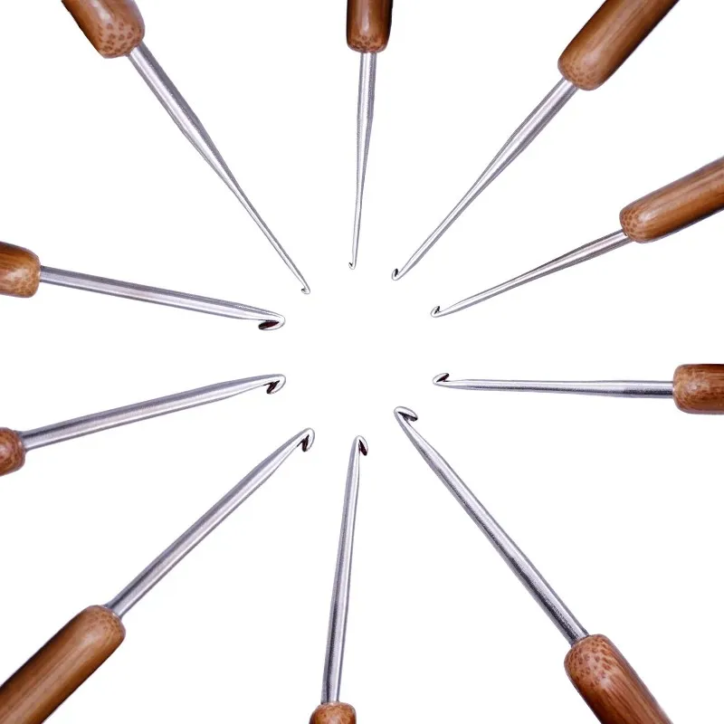Crochet Hooks Knitting Supplies Sewing Tools 10pcs Bamboo Handle