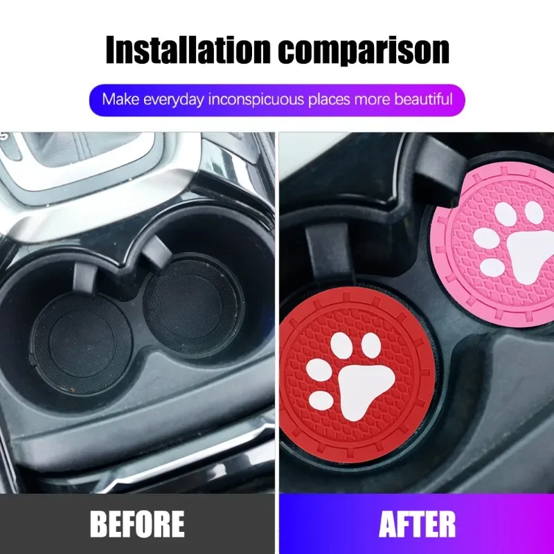 Cat Paws Pattern Water Cup Pad Car Interior Coaster Silicone Non-slip Water Cup Mat cup holder coasters car coaster pads Accessories