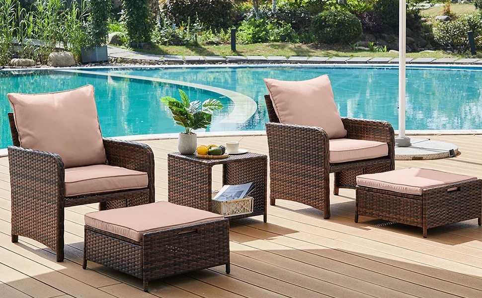 Balcony Chairs with Ottoman